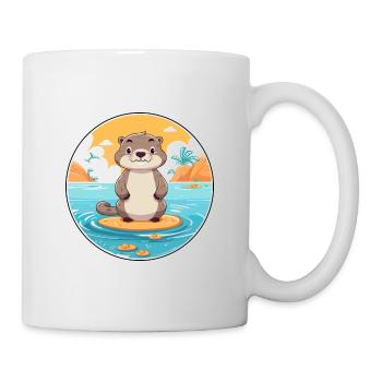 Otter Watercolor Cartoon Kawaii Clipart Animal - Mug - white - Right
