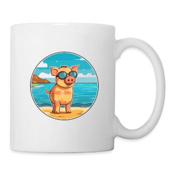 Pig Watercolor Cartoon Kawaii Clipart Animal - Mug - white - Right