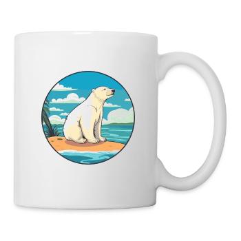 Ours polaire aquarelle dessin animé Kawaii Clipart animal de compagnie - Mug blanc - blanc - Droite