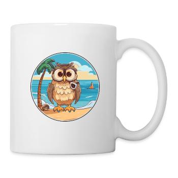 Owl Watercolor Cartoon Kawaii Clipart Animal - Mug - white - Right