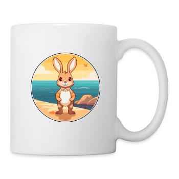 Kaninchen Aquarell Cartoon Kawaii Clipart Tier - Tasse - Weiß - Rechts