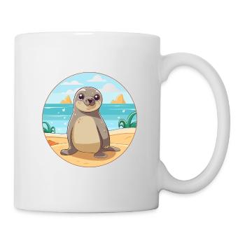 Seal Watercolor Cartoon Kawaii Clipart Animal - Mug - white - Right