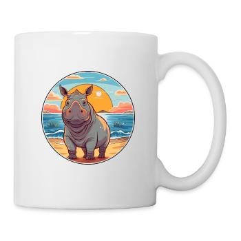Rhino Watercolor Cartoon Kawaii Clipart Animal - Mug - white - Right