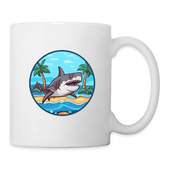 Requin aquarelle dessin animé kawaii Clipart Animal - Mug blanc - blanc - Droite