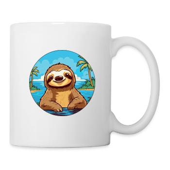 Paresseux aquarelle dessin animé Kawaii Clipart Animal - Mug blanc - blanc - Droite