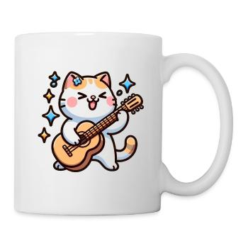 Chat jouant de la guitare Musical Kitty Tee Art - Mug blanc - blanc - Droite