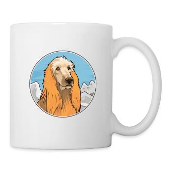 Afghan Hound chien race dessin animé Kawaii aquarelle - Mug blanc - blanc - Droite