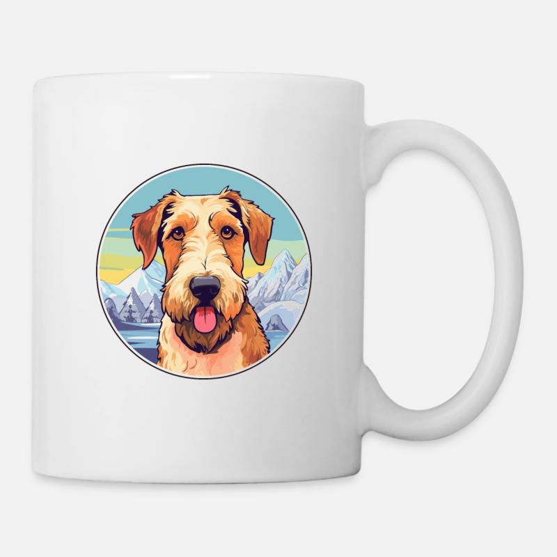 Airedale Terrier Hunderasse Karikatur Kawaii Watercol - Tasse - Weiß