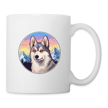 Alaskan Klee Kai chien race dessin animé Kawaii Watercol - Mug blanc - blanc - Droite