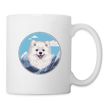 Amerikanische Eskimo-Hunderasse Karikatur Kawaii Watercolo - Tasse - Weiß - Rechts