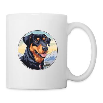 Beauceron Dog Breed Cartoon Kawaii Watercolor - Mug - white - Right