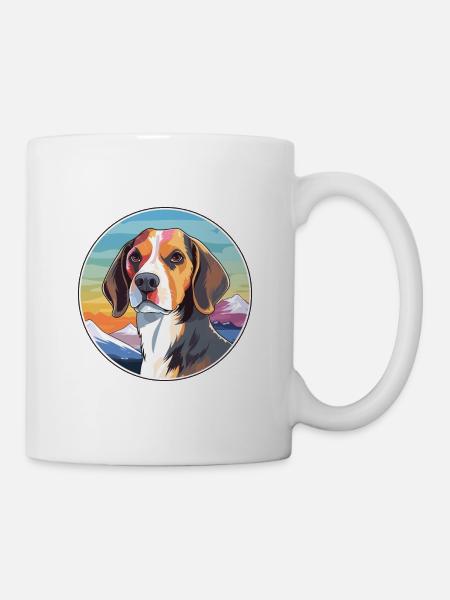 Beagle Harrier Hunderasse Cartoon Kawaii Aquarell - Tasse - Weiß