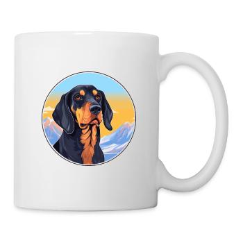 Noir et Tan Coonhound chien race Cartoon Kawaii W - Mug blanc - blanc - Droite