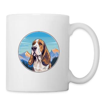Blue Gascony Basset Dog Breed Cartoon Kawaii Water - Mug - white - Right