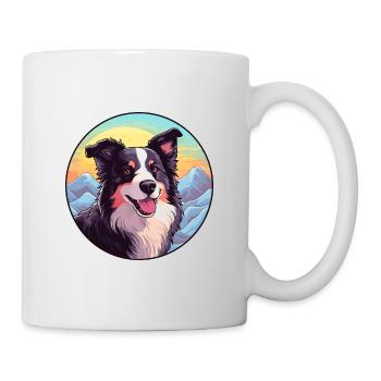 Border Collie Hunderasse Cartoon Kawaii Aquarell - Tasse - Weiß - Rechts