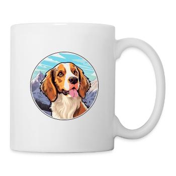 Bretagne chien race dessin animé Kawaii aquarelle - Mug blanc - blanc - Droite