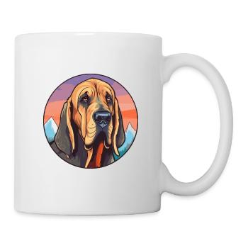 Bloodhound chien race dessin animé Kawaii aquarelle - Mug blanc - blanc - Droite
