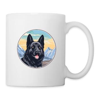 Chien d’élan norvégien noir race de chien Cartoon Kawaii - Mug blanc - blanc - Droite
