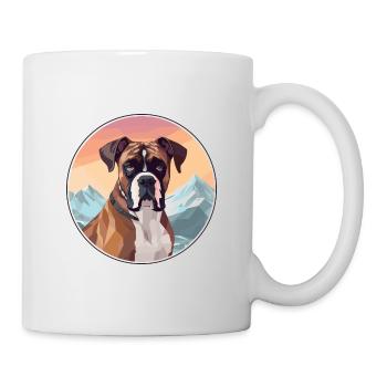 Bull Boxer chien race dessin animé Kawaii aquarelle - Mug blanc - blanc - Droite