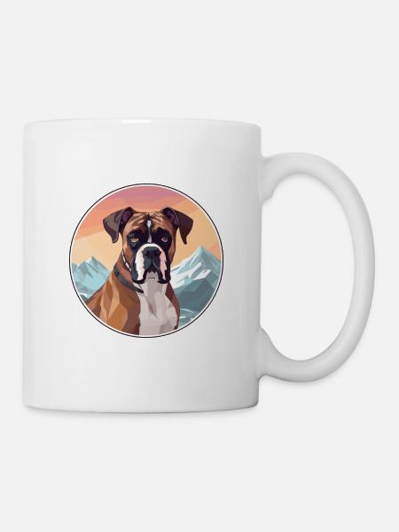 Bull Boxer Hund Rasse Cartoon Kawaii Aquarell - Tasse - Weiß