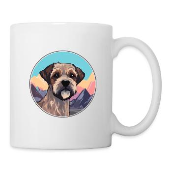 Border Terrier Dog Breed Cartoon Kawaii Watercolor - Mug - white - Right