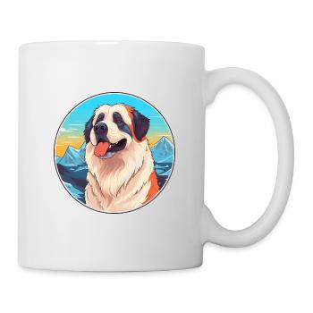 Caucasian Ovcharka Dog Breed Cartoon Kawaii Waterc - Mug - white - Right
