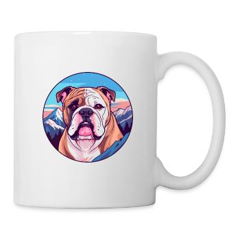 Bulldogge Hund Rasse Cartoon Kawaii Aquarell - Tasse - Weiß - Rechts