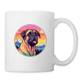 Bullmastiff chien race dessin animé Kawaii aquarelle - Mug blanc - blanc - Droite