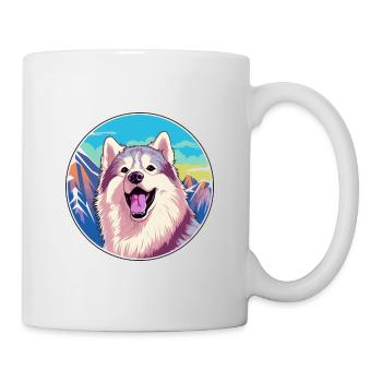 Kanadische Eskimo-Hunderasse Karikatur Kawaii Watercolo - Tasse - Weiß - Rechts