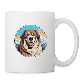 Caucasian Shepherd Dog Breed Cartoon Kawaii Waterc - Mug - white - Right