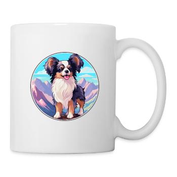 Continental Toy Spaniel Chien Race Cartoon Kawaii W - Mug blanc - blanc - Droite