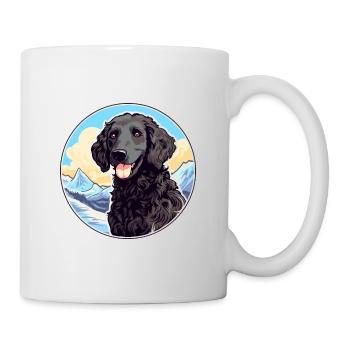 Curly Coated Retriever Dog Breed Cartoon Kawaii Wa - Mug - white - Right