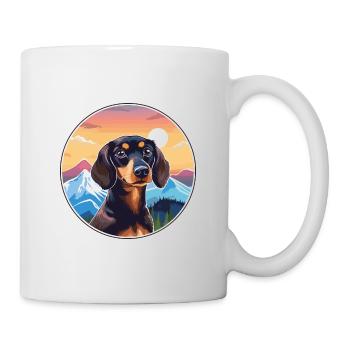 Dackel Hund Rasse Cartoon Kawaii Aquarell - Tasse - Weiß - Rechts