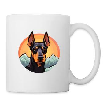 Dobermann Pinscher Hunderasse Cartoon Kawaii Waterco - Tasse - Weiß - Rechts