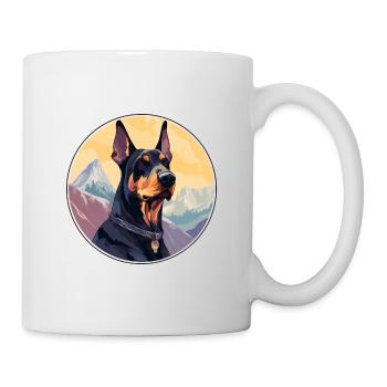 Doberman chien race dessin animé Kawaii aquarelle - Mug blanc - blanc - Droite