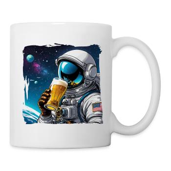 Astronaut drinking beer - Mug - white - Right