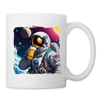 Astronaute buvant de la bière dans l’espace - Mug blanc - blanc - Droite