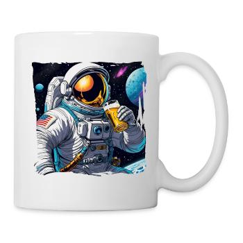 Astronaute buvant de la bière dans l’espace - Mug blanc - blanc - Droite