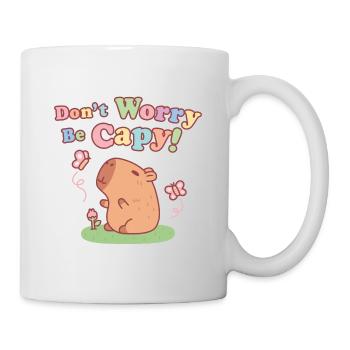 Cute Capybara And Butterflies Don't Worry Be Capy - Mug - white - Right
