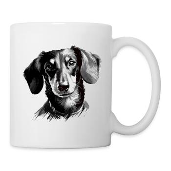 Dackel Zeichnung - Tasse - Weiß - Rechts