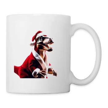 T-Rex als Weihnachtsmann - Tasse - Weiß - Rechts