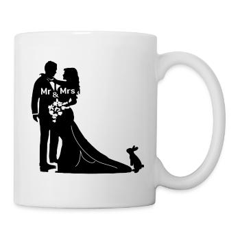 Jeunes mariés avec lapin - Mug blanc - blanc - Droite
