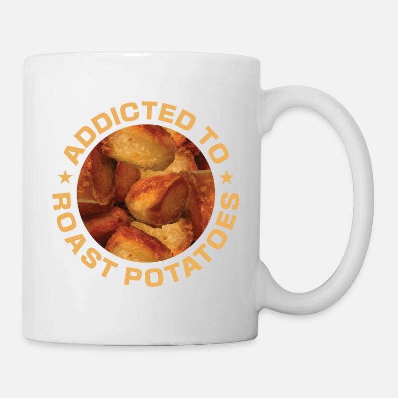 Süchtig nach Bratkartoffeln rund - Tasse - Weiß