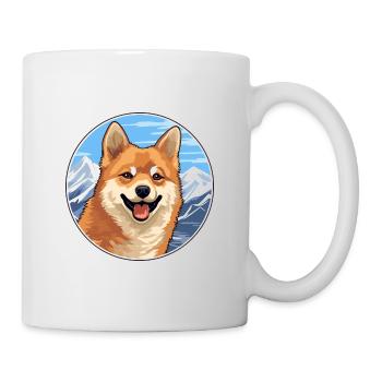Finnish Spitz Dog Breed Cartoon Kawaii Watercolor - Mug - white - Right