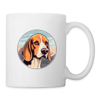 English Foxhound Dog Breed Cartoon Kawaii Watercol - Mug - white - Right