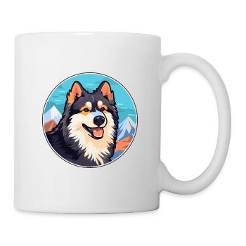 Finnish Lapphund Dog Breed Cartoon Kawaii Watercol - Mug - white - Right