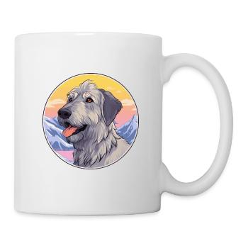 Irischer Wolfshund Hunderasse Karikatur Kawaii Watercolo - Tasse - Weiß - Rechts