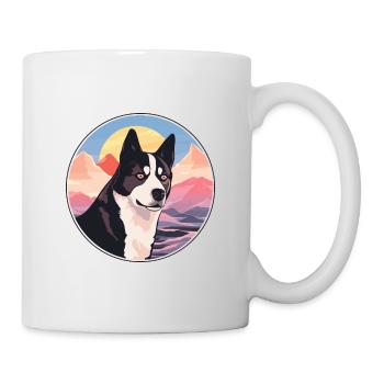Karelian Bear Dog Breed Cartoon Kawaii Watercolor - Mug - white - Right