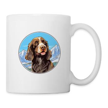 Allemand à poil long Pointer chien race Cartoon Kawaii - Mug blanc - blanc - Droite