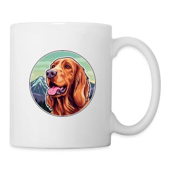 Setter irlandais chien race dessin animé Kawaii aquarelle - Mug blanc - blanc - Droite